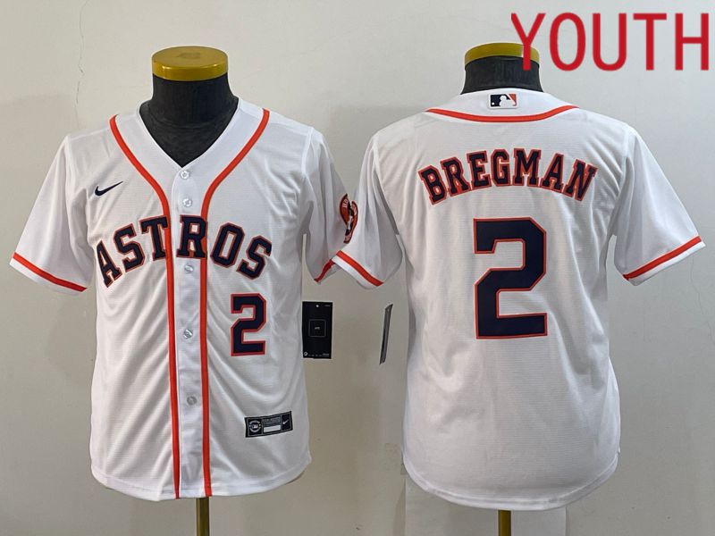 Youth Houston Astros #2 Bregman White Game Nike 2022 MLB Jerseys->youth mlb jersey->Youth Jersey